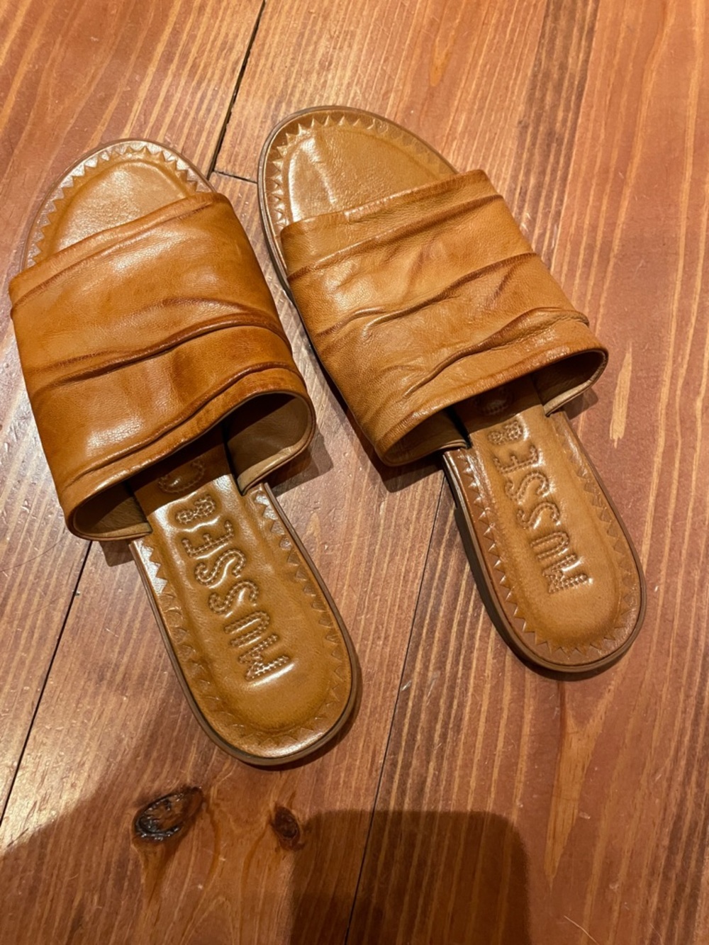 Mussed & Cloud made in Spain Brown Leather Slide Sandals - Picture 6 of 7